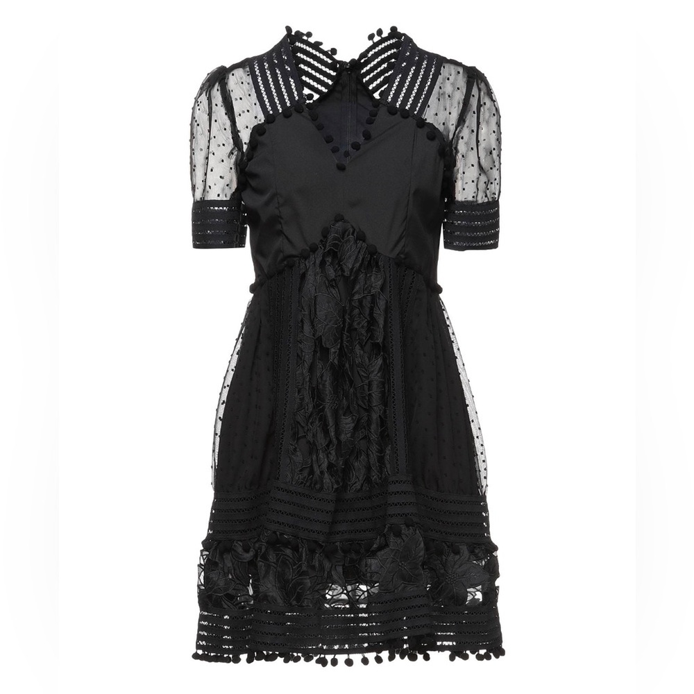 NO SECRETS Black Fit & Flare Lace V-neck Cocktail Mini Dress. IT Size 42, US 6